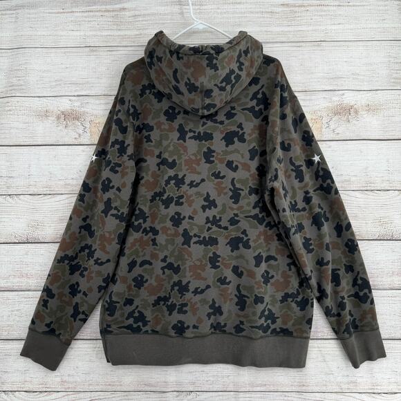 Converse Camouflage Embroidered Hoodie Sweatshirt Mens XL Green Black - Picture 2 of 16